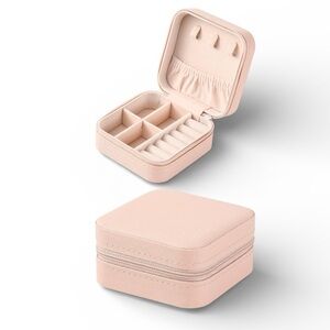 Mini Portable Pink Travel Jewelry Case